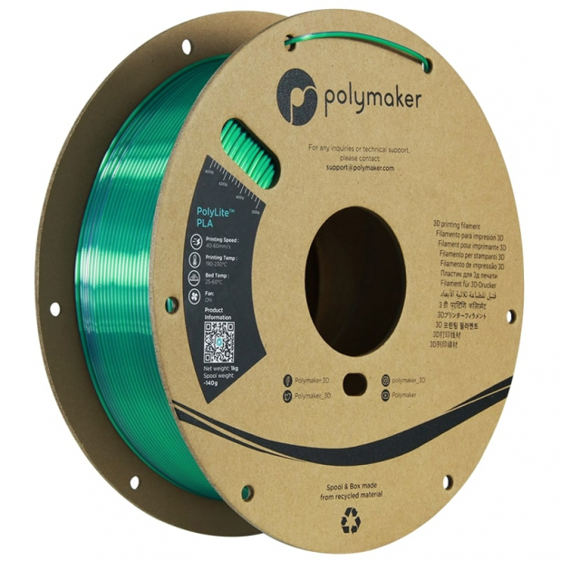 Polylite Dual Silk PLA Verde Giada-Cromo - 1.75mm - 1 kg