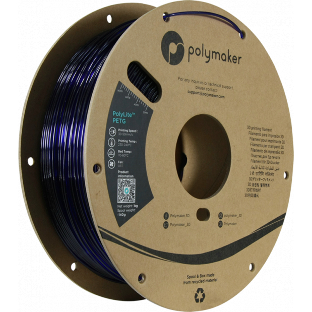 PolyLite PETG Blu traslucido - 1.75mm - 1 kg