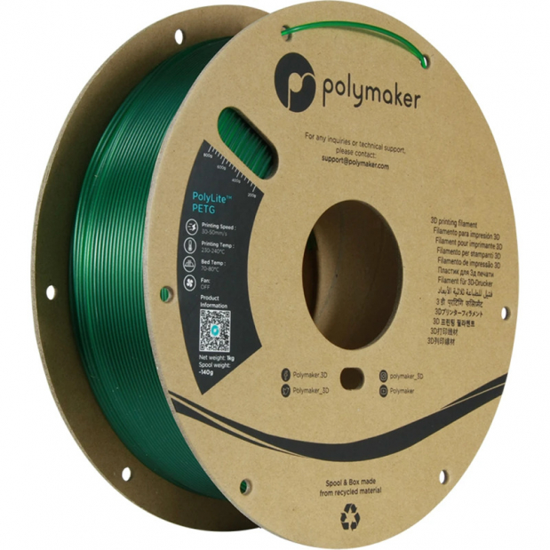 PolyLite PETG Verde traslucido - 1.75mm - 1 kg